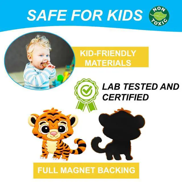 Alt view image 2 of 6 - Fridge Magnets for Toddlers Wild Animal - Refrigerator Magnets for Kids - Large Cute Soft Full Back Magnetic Animals for Fridge - Toddler Magnets for Refrigerator - Rubber Big Size Kid Magnet Toys
