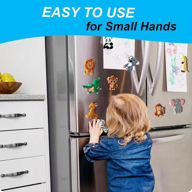 Alt view image 3 of 6 - Fridge Magnets for Toddlers Wild Animal - Refrigerator Magnets for Kids - Large Cute Soft Full Back Magnetic Animals for Fridge - Toddler Magnets for Refrigerator - Rubber Big Size Kid Magnet Toys