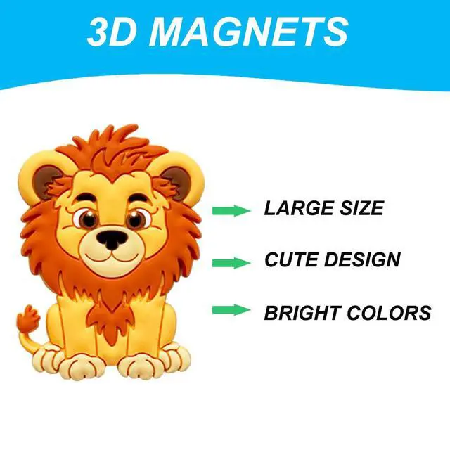 Alt view image 6 of 6 - Fridge Magnets for Toddlers Wild Animal - Refrigerator Magnets for Kids - Large Cute Soft Full Back Magnetic Animals for Fridge - Toddler Magnets for Refrigerator - Rubber Big Size Kid Magnet Toys