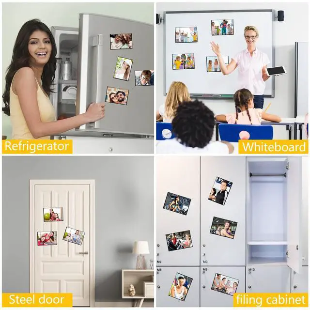 Alt view image 3 of 6 - 15 Pack Magnetic Picture Frames for Refrigerator, 4x6 Inch, Black | Magnetic Photo Frames for Refrigerator, Wall, Cabinet and Locker Decor