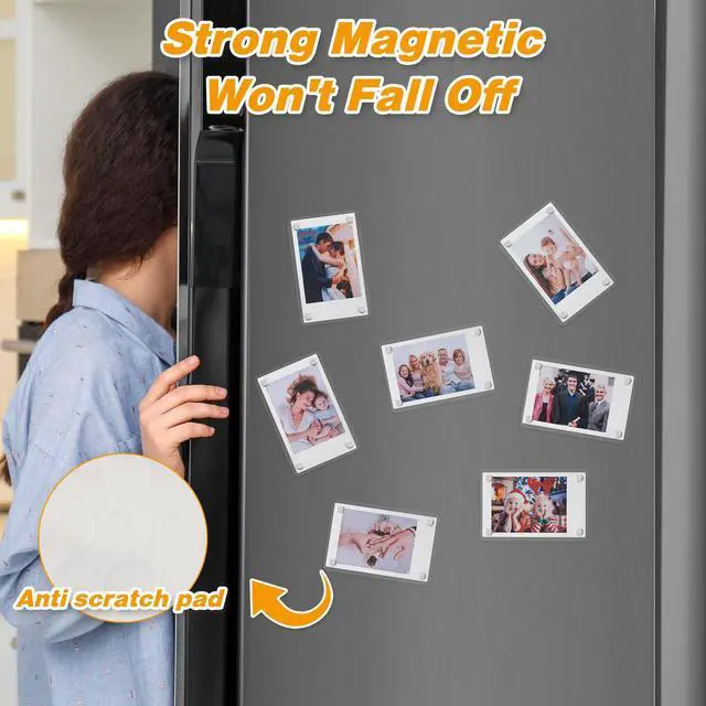Alt view image 3 of 7 - 15 Pack Acrylic Fridge Magnetic Frame for Polaroid, 2.36x3.54 In Mini Picture Frames for Fujifilm Instax Mini, Double Sided Photo Refrigerator Magnet Picture Frame Clear Picture Display Frame