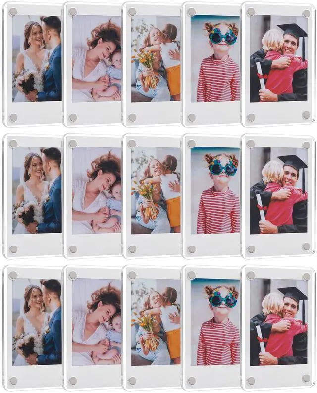 Main image of 15 Pack Acrylic Fridge Magnetic Frame for Polaroid, 2.36x3.54 In Mini Picture Frames for Fujifilm Instax Mini, Double Sided Photo Refrigerator Magnet Picture Frame Clear Picture Display Frame