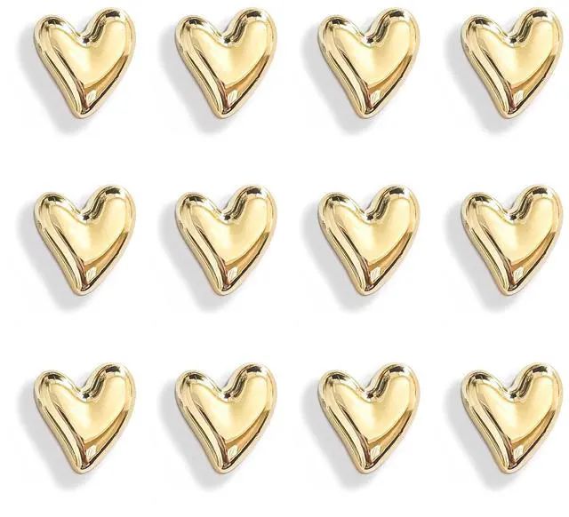 Main image of 12PCS Refrigerator Magnets Gold Magnets for Fridge 0.83in Small | Love Heart Cute Decorative Magnet Set for Home Kitchen Office Whiteboard Decor