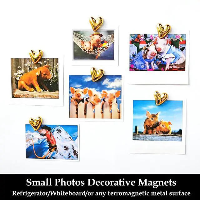 Alt view image 4 of 7 - 12PCS Refrigerator Magnets Gold Magnets for Fridge 0.83in Small | Love Heart Cute Decorative Magnet Set for Home Kitchen Office Whiteboard Decor