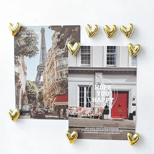 Alt view image 5 of 7 - 12PCS Refrigerator Magnets Gold Magnets for Fridge 0.83in Small | Love Heart Cute Decorative Magnet Set for Home Kitchen Office Whiteboard Decor