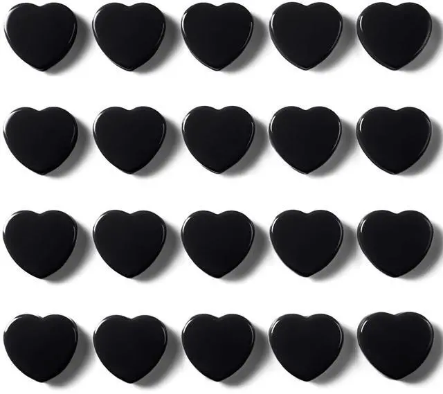 Main image of Fridge Magnets - 20PCS Cute Refrigerator Magnets, Decorative Mini Strong Magnets for Whiteboard, Locker, Photo & Map - Black Small Heavy Duty Magnet for Home Office School Kitchen (Heart)