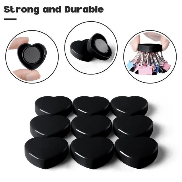 Alt view image 3 of 7 - Fridge Magnets - 20PCS Cute Refrigerator Magnets, Decorative Mini Strong Magnets for Whiteboard, Locker, Photo & Map - Black Small Heavy Duty Magnet for Home Office School Kitchen (Heart)