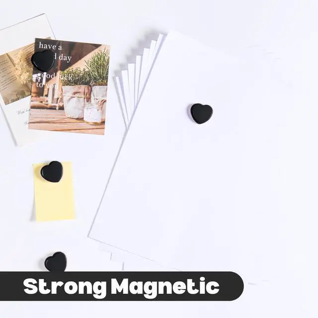 Alt view image 6 of 7 - Fridge Magnets - 20PCS Cute Refrigerator Magnets, Decorative Mini Strong Magnets for Whiteboard, Locker, Photo & Map - Black Small Heavy Duty Magnet for Home Office School Kitchen (Heart)