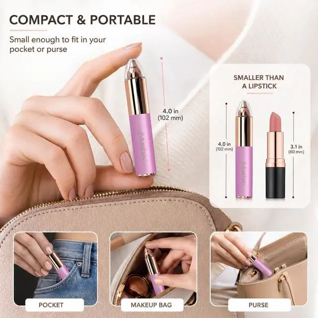 Alt view image 6 of 7 - Eyebrow Trimmer for Women, Precise & Painless Eyebrow Razor with LED Light, Electric Facial Hair Remover for Flawless Brows, Lip & Face, Battery Operated, Travel-Friendly, Gold-Plated Design