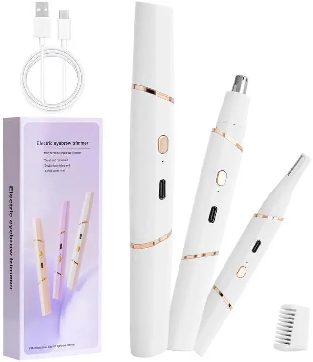 Main image of Nose Hair Trimmer for Women - 2 in 1 Ear and Eyebrow Hair Trimmer - Painless Facial Hair Razor for Women - Rechargeable Face/Arm/Leg/Lip/Underarm/Chin/Finger/Bikini Hair Remover with Dual-Edge Blades