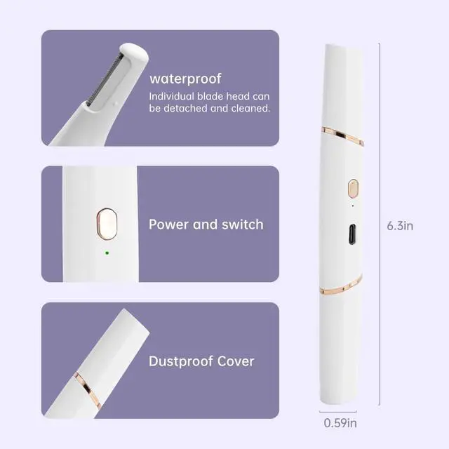 Alt view image 4 of 7 - Nose Hair Trimmer for Women - 2 in 1 Ear and Eyebrow Hair Trimmer - Painless Facial Hair Razor for Women - Rechargeable Face/Arm/Leg/Lip/Underarm/Chin/Finger/Bikini Hair Remover with Dual-Edge Blades