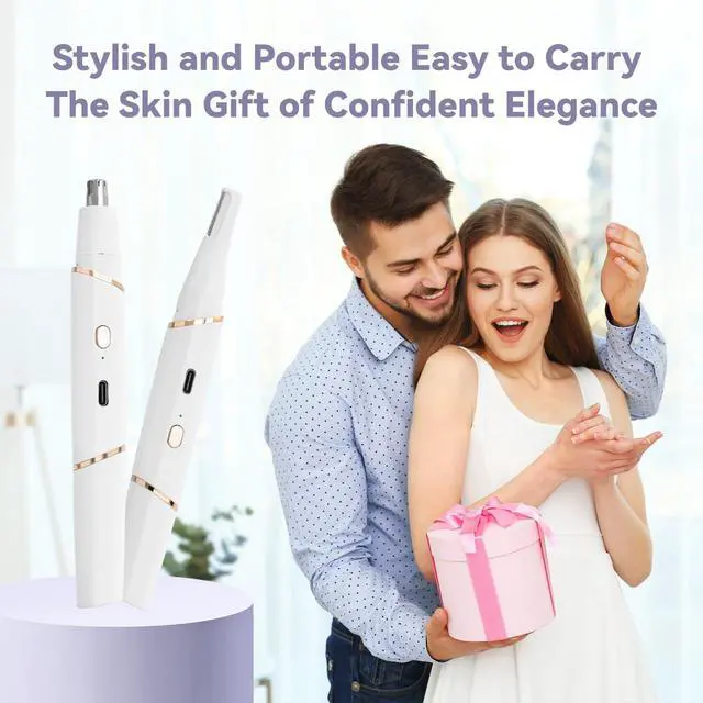 Alt view image 7 of 7 - Nose Hair Trimmer for Women - 2 in 1 Ear and Eyebrow Hair Trimmer - Painless Facial Hair Razor for Women - Rechargeable Face/Arm/Leg/Lip/Underarm/Chin/Finger/Bikini Hair Remover with Dual-Edge Blades