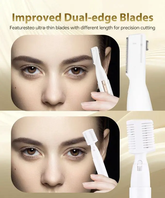 Alt view image 3 of 7 - Eyebrow Trimmer for Women, Personal Groomers Battery Operated Face Razor | Personal groomers face trimmer, facial hair remover for women, peach fuzz and upper lip touch ups