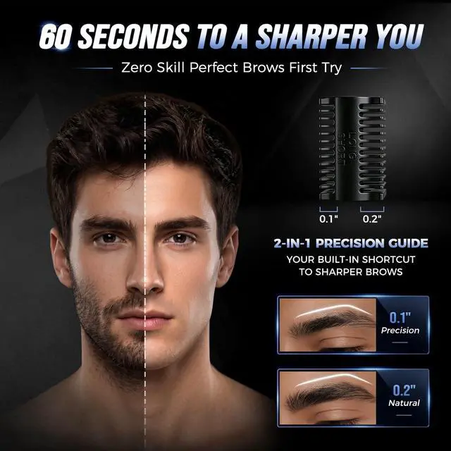 Alt view image 3 of 7 - Electric Eyebrow Trimmer for Men Women, Painless Eyebrow Razor with Comb Battery, Dual-Blade Facial Hair Remover, Precision Shaver for Face, Upper Lip, Beard, Sideburns, Body, 30° Pivoting Head
