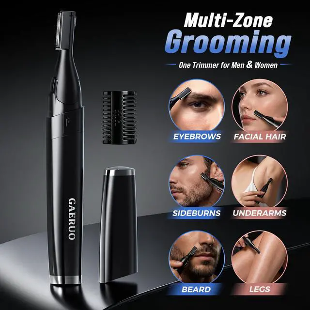 Alt view image 5 of 7 - Electric Eyebrow Trimmer for Men Women, Painless Eyebrow Razor with Comb Battery, Dual-Blade Facial Hair Remover, Precision Shaver for Face, Upper Lip, Beard, Sideburns, Body, 30° Pivoting Head