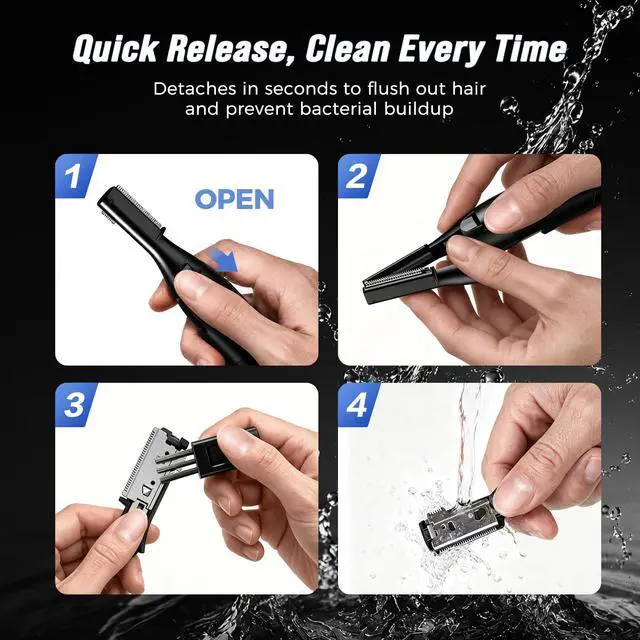 Alt view image 7 of 7 - Electric Eyebrow Trimmer for Men Women, Painless Eyebrow Razor with Comb Battery, Dual-Blade Facial Hair Remover, Precision Shaver for Face, Upper Lip, Beard, Sideburns, Body, 30° Pivoting Head