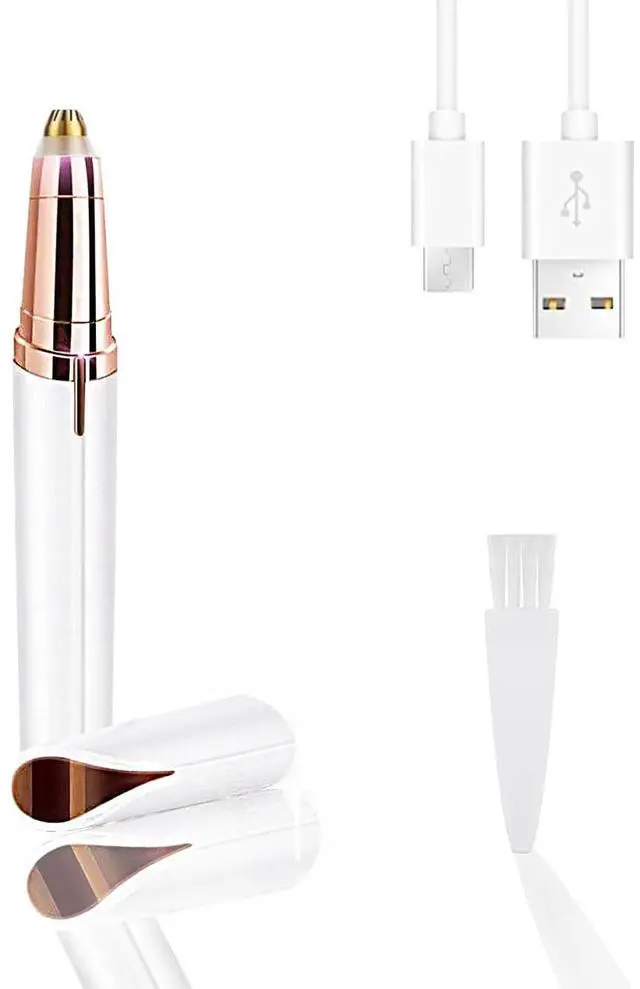 Main image of USB Rechargeable Portable Electric Eyebrow Trimmer Pen for wemen,Eyebrow Hair Remover for face Fingers Legs Mouth, Safe Eyebrow Shaver Razor Tool Painless Precision(White)