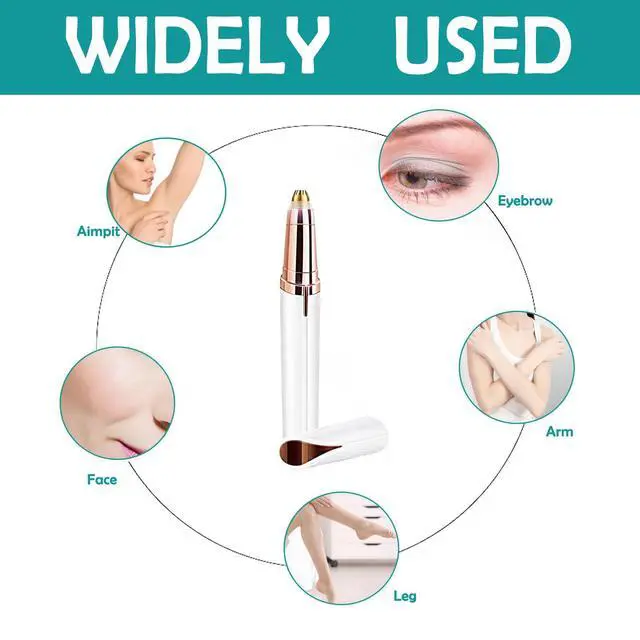 Alt view image 3 of 6 - USB Rechargeable Portable Electric Eyebrow Trimmer Pen for wemen,Eyebrow Hair Remover for face Fingers Legs Mouth, Safe Eyebrow Shaver Razor Tool Painless Precision(White)