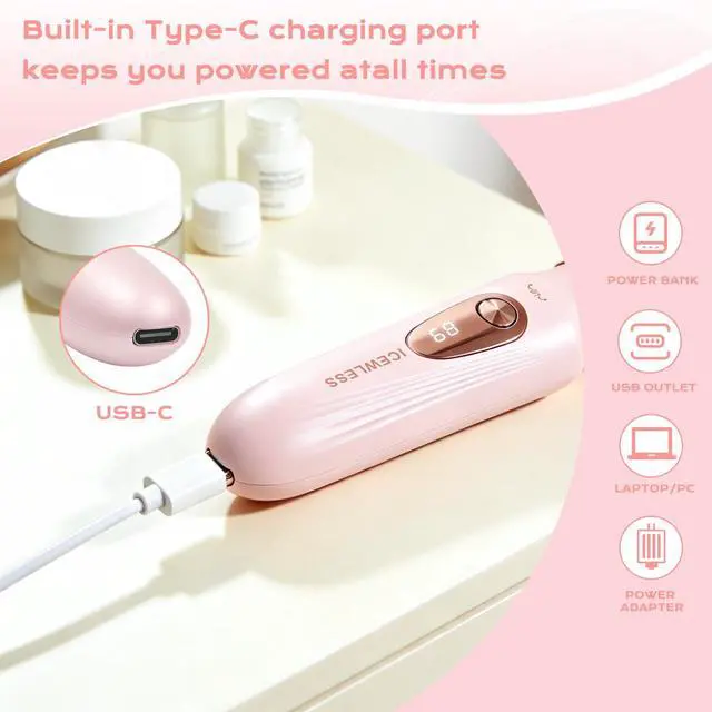 Alt view image 3 of 7 - Electric Razors for Women, 3 in1 Bikini Trimmer, Waterproof Rechargeable Facial Hair Removal & Eyebrow Shaver with LED Display for Leg/Face/Armpit/Bikini(Pink)