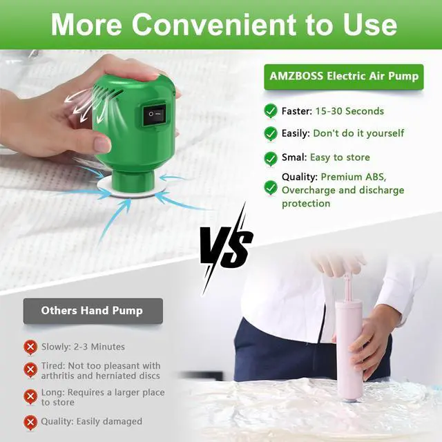 Alt view image 3 of 7 - Travel Vacuum Pump for Storage Bags, Air Pump,Vacuum Bag Pump,Green | Electric Vacuum Pump for Storage Bags, Strong Suction Power Vacuum Bag Pump, Vacuum Seal Pump