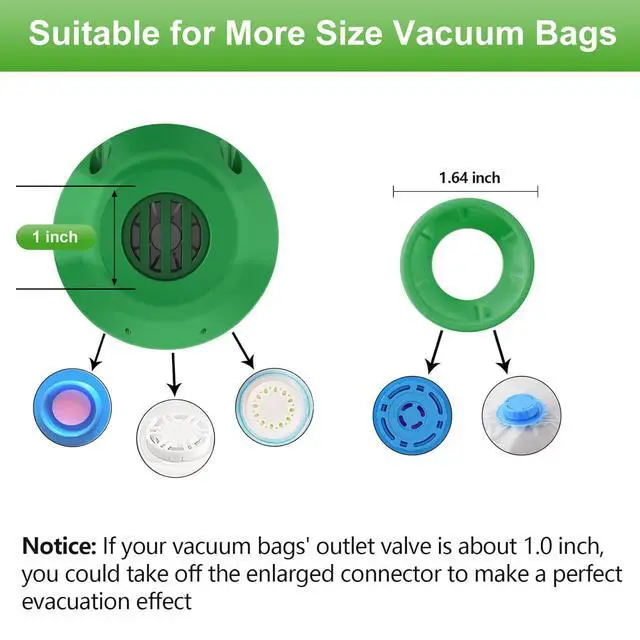 Alt view image 4 of 7 - Travel Vacuum Pump for Storage Bags, Air Pump,Vacuum Bag Pump,Green | Electric Vacuum Pump for Storage Bags, Strong Suction Power Vacuum Bag Pump, Vacuum Seal Pump