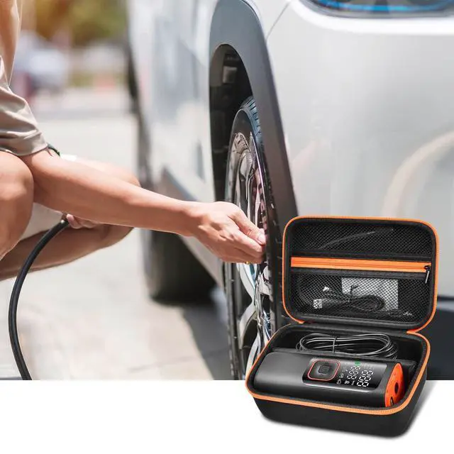 Alt view image 6 of 7 - Tire Inflator Case for WARWOLF, for Powools, for VacLife | Room for Air Hose, Nozzles and Cables, Dual Zippers and Carry Handle for Car Trunks, Road Trips and Garage Storage - Black