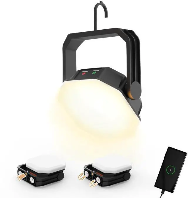 Main image of Rechargeable Camping Lantern, LED Tent Light with Magnet | 360° Stand & Threaded Mount,Eye-Friendly Light, 3600mAh Battery,48H Runtime, 3 Brightness Levels, IP65 Camping Light