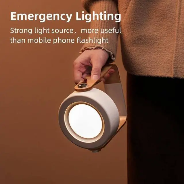 Alt view image 2 of 7 - Retro Lantern Light USB Rechargeable Outdoor Camping Light, Three Level Dimming, Portable Emergency Atmosphere Light, Suitable for Camping and Home Decoration (Wooden Handle Lantern Light)