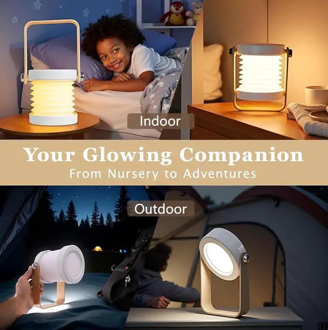 Alt view image 7 of 7 - Retro Lantern Light USB Rechargeable Outdoor Camping Light, Three Level Dimming, Portable Emergency Atmosphere Light, Suitable for Camping and Home Decoration (Wooden Handle Lantern Light)