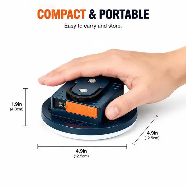 Alt view image 5 of 7 - 20W Tent Lights & Canopy Lights, Rechargeable Camping Lantern/Lamp | 20W bright, rechargeable, IP66 waterproof, 7-20H runtime, battery indicator. For camping, hiking, outages, hurricanes.
