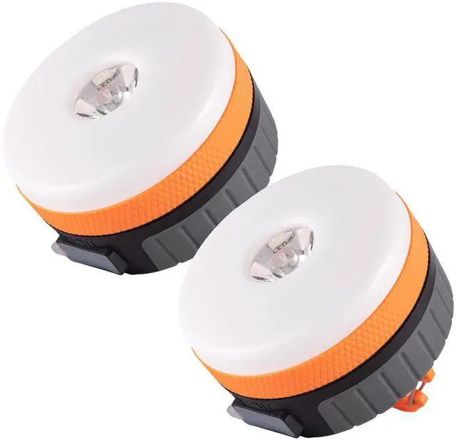 Main image of LED Camping Lighting Fixture, Rechargeable Portable, Magnetic | Camping Lantern for Emergency, Hurricane, Outage, Charger for Mobile, 2200 mAh, Orange, 2 Pack