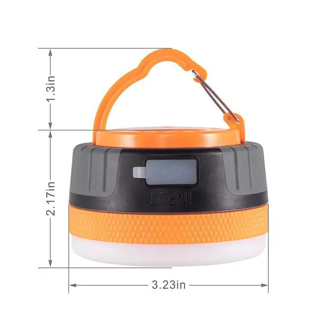 Alt view image 4 of 7 - LED Camping Lighting Fixture, Rechargeable Portable, Magnetic | Camping Lantern for Emergency, Hurricane, Outage, Charger for Mobile, 2200 mAh, Orange, 2 Pack