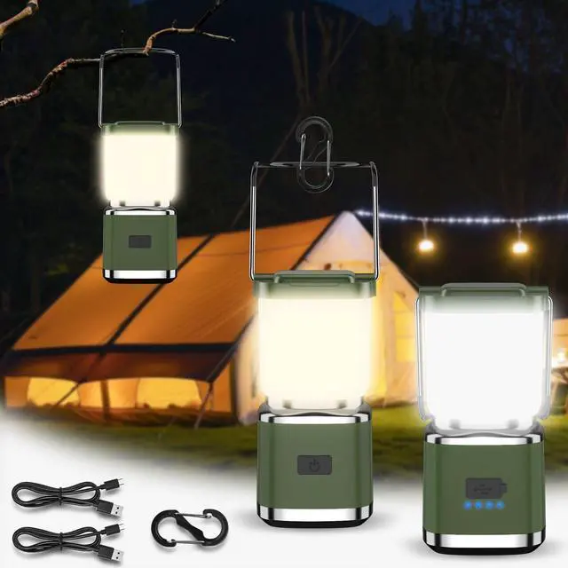 Main image of LED Ultra Bright Camping Lantern, Camping Light with 4 inch, 2 Pack | 20 Hours Runtime Portable Camping Light with Stepless Dimming, SOS, Rechargeable Lantern for Power Outages Hiking Emergency