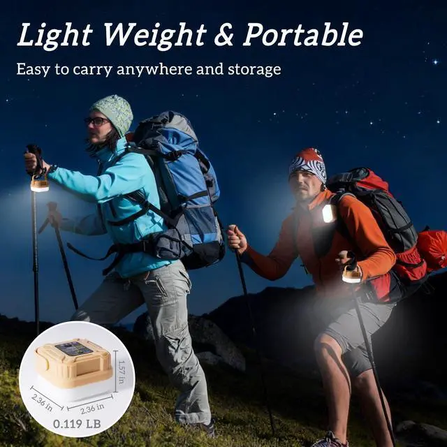 Alt view image 5 of 7 - 4 Packs Rechargeable Camping Lights LED Camping Lantern | 300LM, 3 Light Modes, Portable IP53 Waterproof Tent Lights for Camp, Outdoor,Hiking, Fishing,Emergency Outage