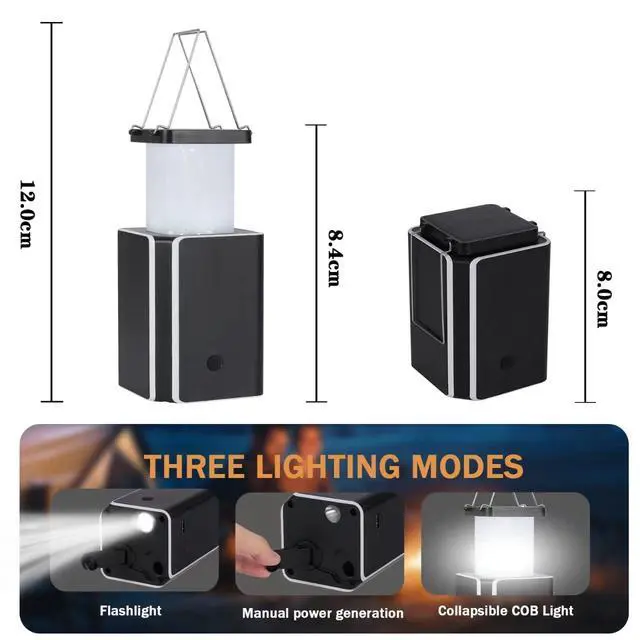 Alt view image 6 of 7 - Solar LED Rechargeable Emergency Camping Lantern,White Solar Rechargeable,Rechargeable Type C,Emergency Lights Hand-Crank Power Generation,Phone Power Supply Function,flashlights