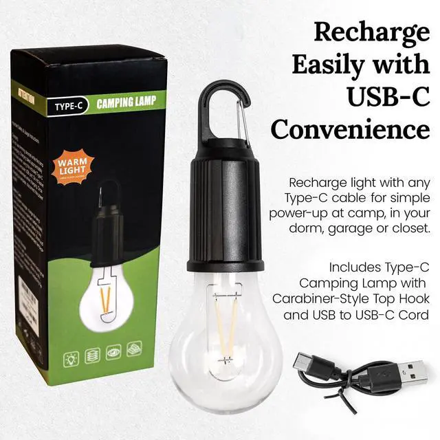 Alt view image 3 of 7 - USB-C Rechargeable Outdoor Camping Bulb Light