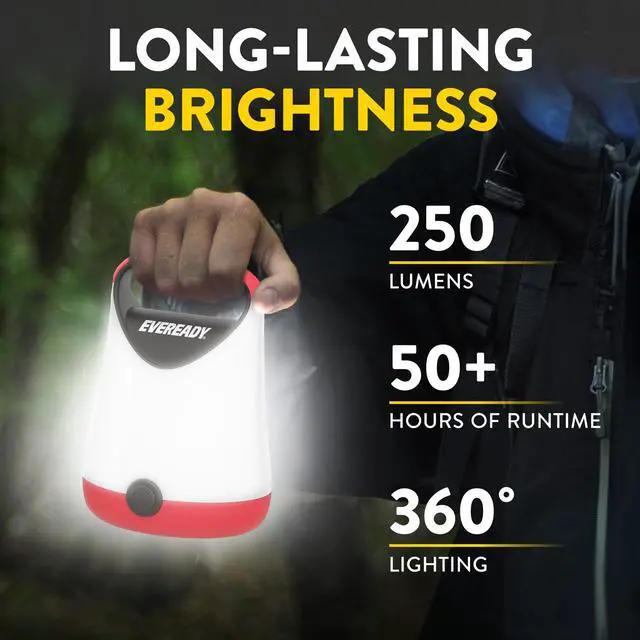 Alt view image 2 of 7 - LED Camping Lantern X-250, Bright Tent Lights, Rugged Water Resistant LED Lanterns, 100 Hour Run-time, Red and Black