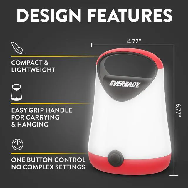 Alt view image 3 of 7 - LED Camping Lantern X-250, Bright Tent Lights, Rugged Water Resistant LED Lanterns, 100 Hour Run-time, Red and Black