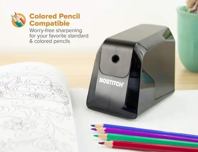 Alt view image 7 of 7 - Office Battery Pencil Sharpener, 4X Longer Cutter Life, Tip Saver Technology, Black (BPS4-BLK)