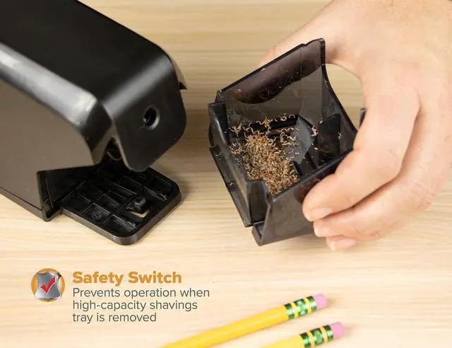 Alt view image 5 of 7 - Office Battery Pencil Sharpener, 4X Longer Cutter Life, Tip Saver Technology, Black (BPS4-BLK)