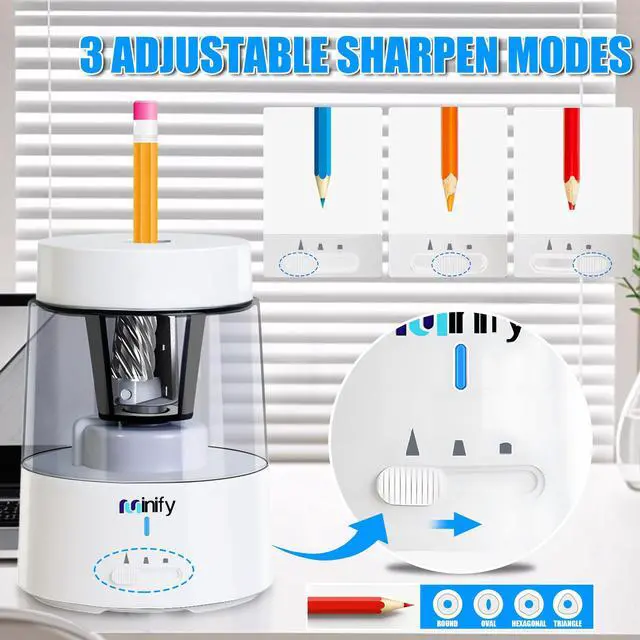 Alt view image 3 of 7 - Electric Pencil Sharpener for Classroom, Auto-Stop, 3 Modes | Fast Sharpen in 3s, Rechargeable, Heavy Duty Blade, Suitable for No.2(6-8mm) Pencils, School/Home/Office