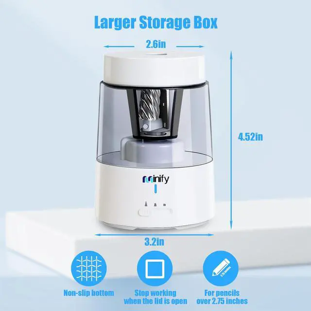 Alt view image 7 of 7 - Electric Pencil Sharpener for Classroom, Auto-Stop, 3 Modes | Fast Sharpen in 3s, Rechargeable, Heavy Duty Blade, Suitable for No.2(6-8mm) Pencils, School/Home/Office