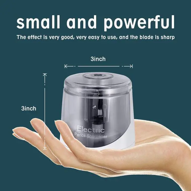 Alt view image 2 of 6 - Electric Pencil Sharpener, Battery (Not lncluded) or USB Powered Small Portable for NO.2 Pencils, Automatic for Home and Office White