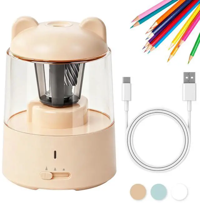 Main image of Electric Pencil Sharpener, Auto Stop Fast Sharpen in 3s, Battery Powered Pencil Sharpeners for No.2 & 6-8mm Colored Pencils, Cute Rechargeable Pencil Sharpener for Classroom/Office/Home (Pink)