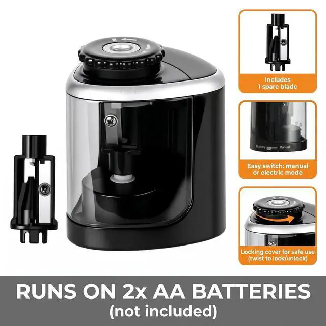 Alt view image 3 of 7 - Electric Pencil Sharpener, 2026 New Automatic Pencil Sharpeners, | High-Speed Operated Pencil Sharpener for Colored Pencils, Auto Stop, Super Sharp & Fast, Small & Portable
