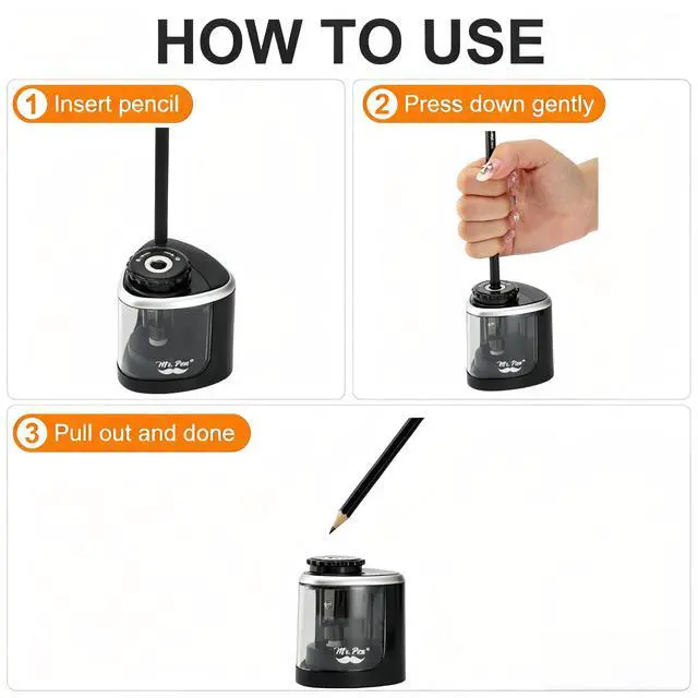 Alt view image 5 of 7 - Electric Pencil Sharpener, 2026 New Automatic Pencil Sharpeners, | High-Speed Operated Pencil Sharpener for Colored Pencils, Auto Stop, Super Sharp & Fast, Small & Portable
