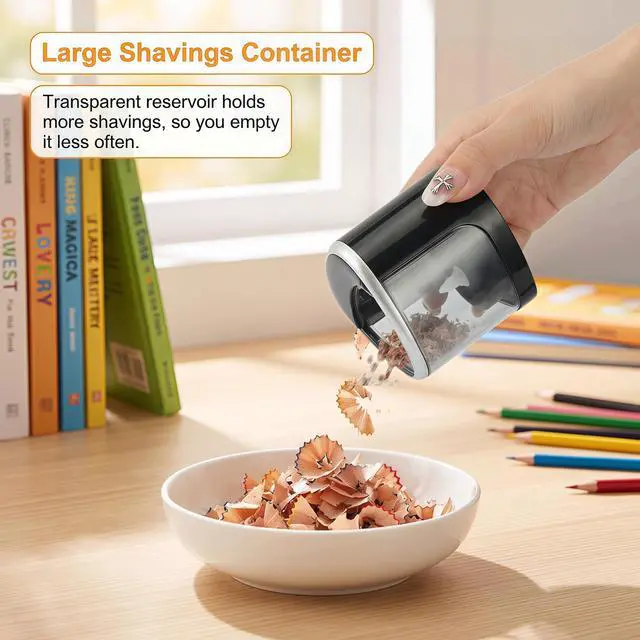 Alt view image 6 of 7 - Electric Pencil Sharpener, 2026 New Automatic Pencil Sharpeners, | High-Speed Operated Pencil Sharpener for Colored Pencils, Auto Stop, Super Sharp & Fast, Small & Portable