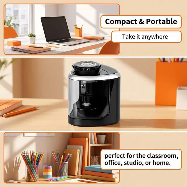 Alt view image 7 of 7 - Electric Pencil Sharpener, 2026 New Automatic Pencil Sharpeners, | High-Speed Operated Pencil Sharpener for Colored Pencils, Auto Stop, Super Sharp & Fast, Small & Portable