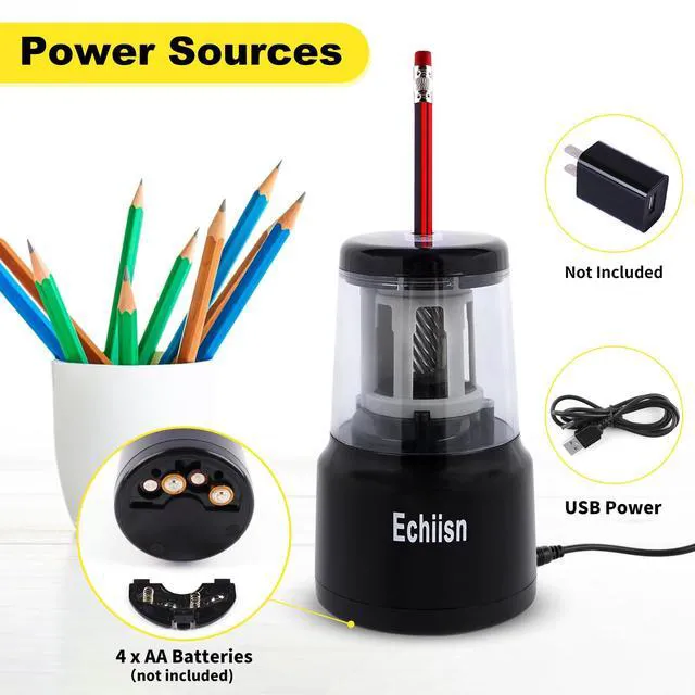 Alt view image 3 of 6 - Electric Pencil Sharpener, Office Personal Super Sharp, Powerful Stall-Free Motor, 10yr Warranty, (Black)