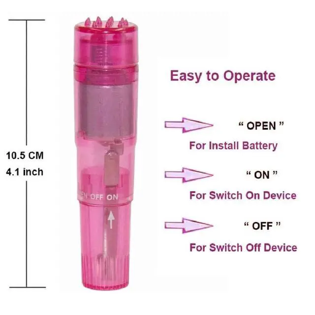 Alt view image 2 of 7 - Small Mini Massager Handheld Portable Tool for Women with 4 Heads Pocket Pen for Face Neck Head Back and Shoulder (Pink and Blue)